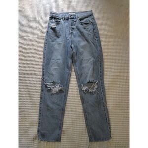 Pacsun  Ultra High Rise Jeans Size 27, Light Wash Distressed Button Fly